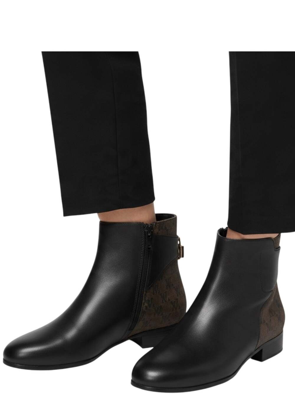 NEW Michael Kors Mira flat bootie leather logo brown padlock size 6M